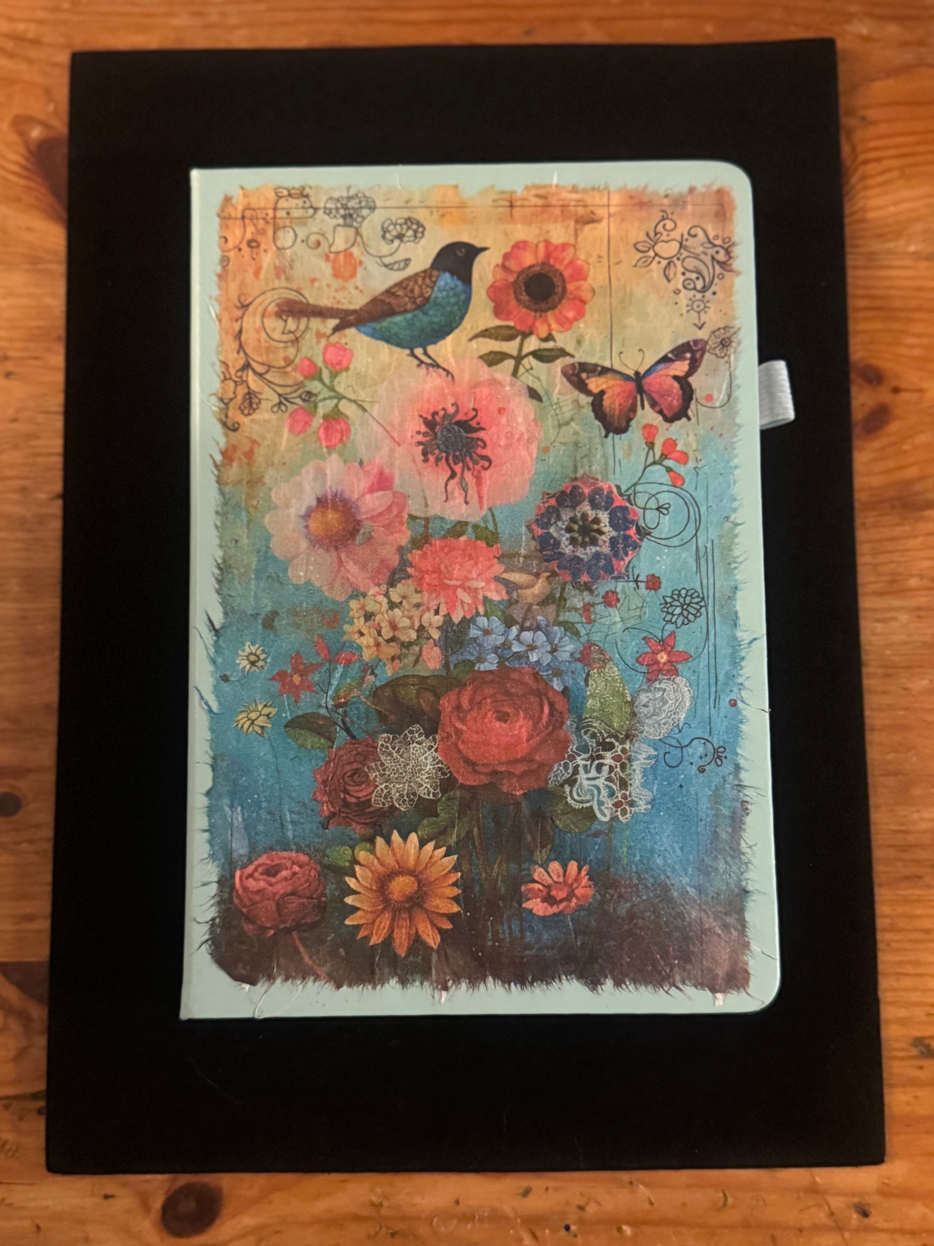 Bright Flowers Blue Green Journal $25