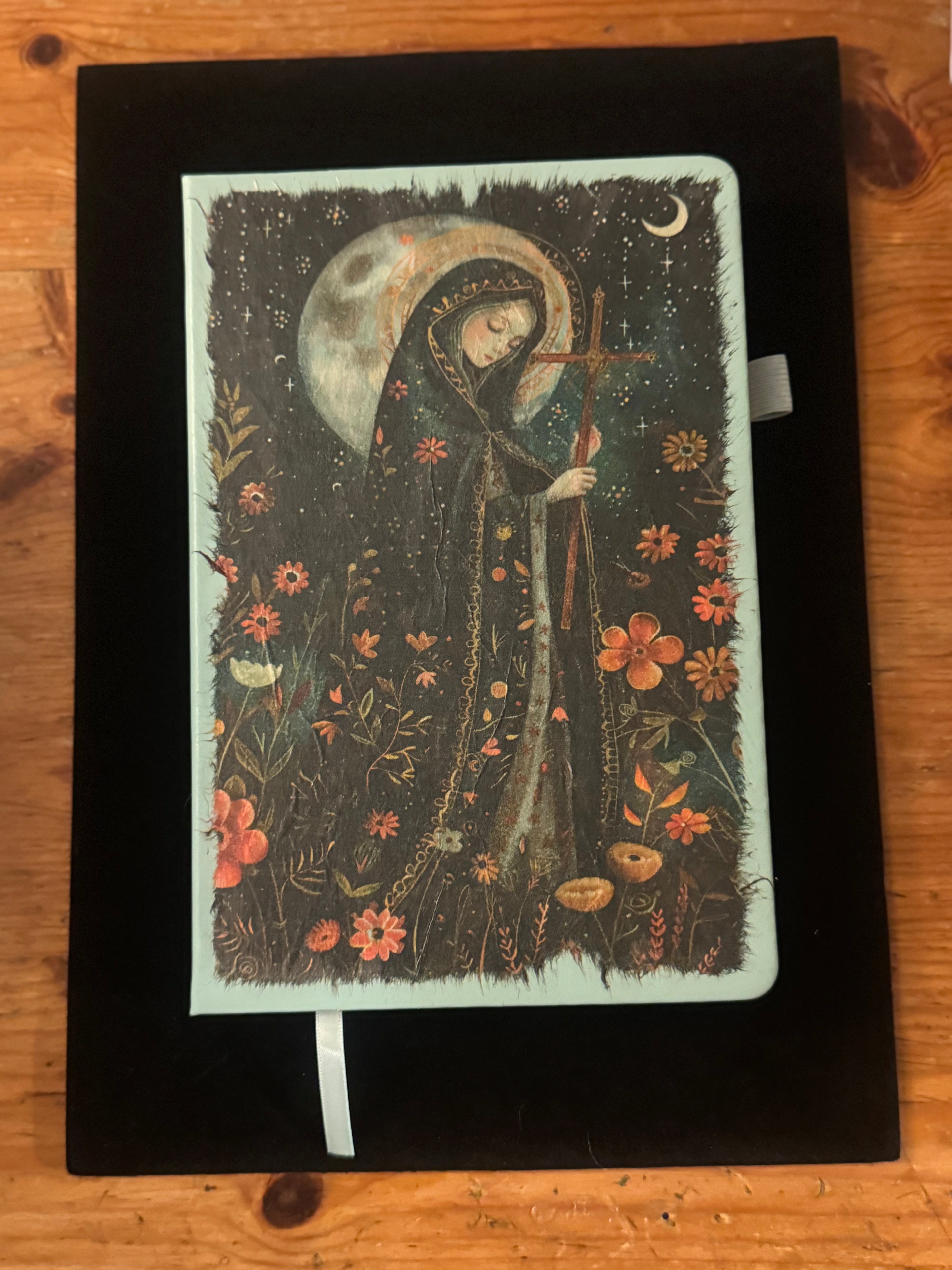 Majestic Mother Mary Blue Green Journal $25