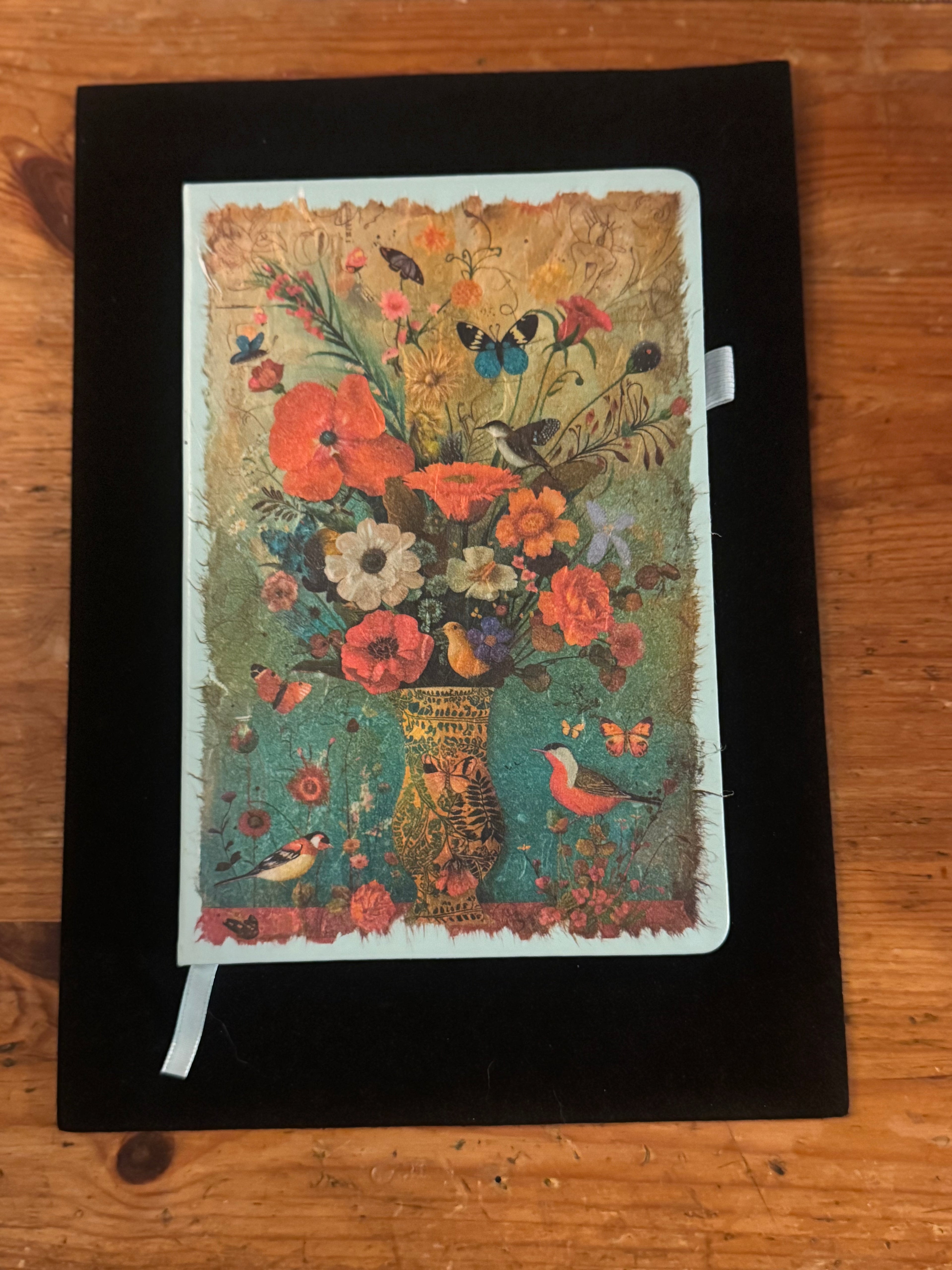 Bright Flowers Blue Green Journal $25