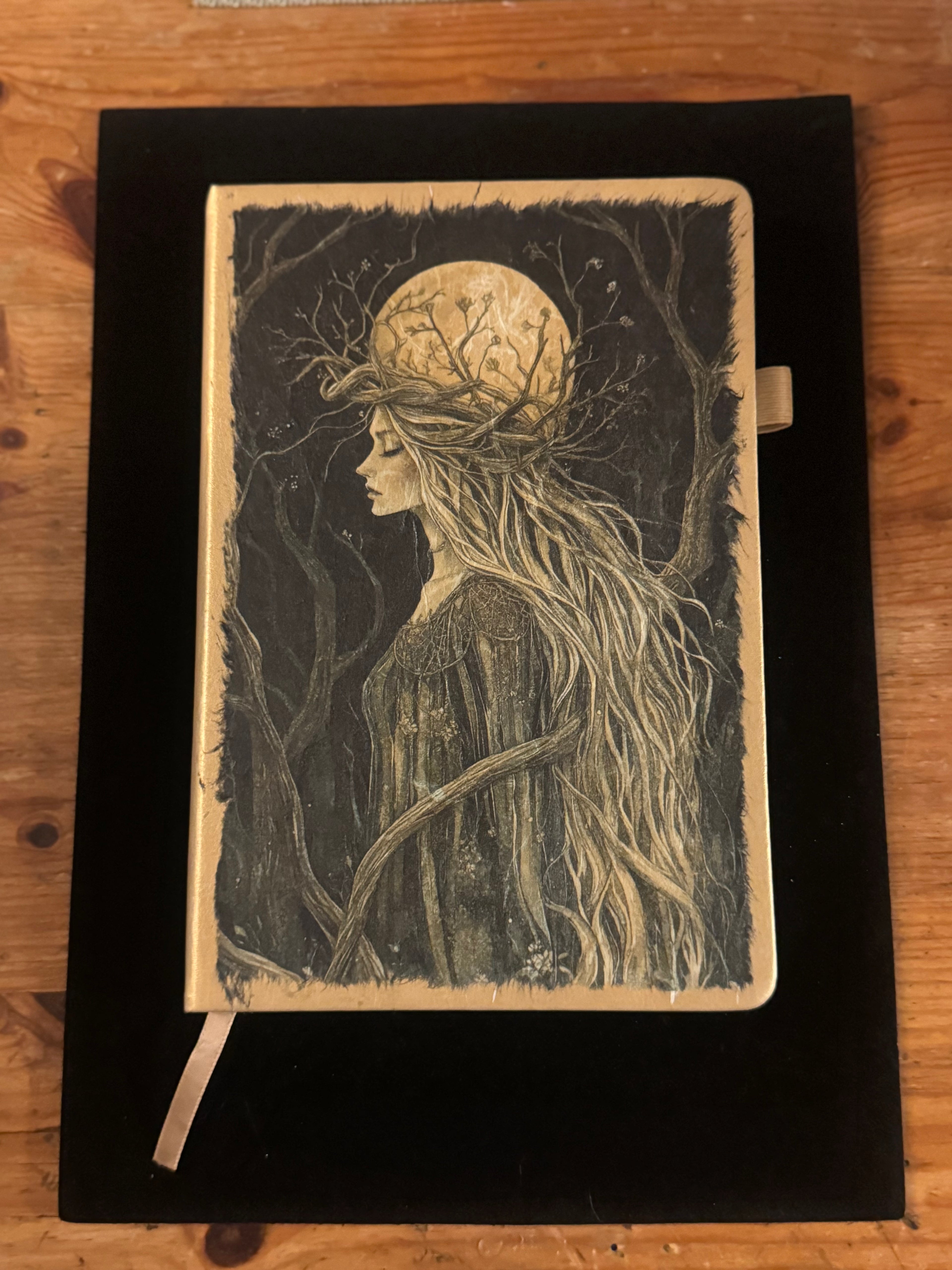 Earth/Moon Goddess Gold Journal $25